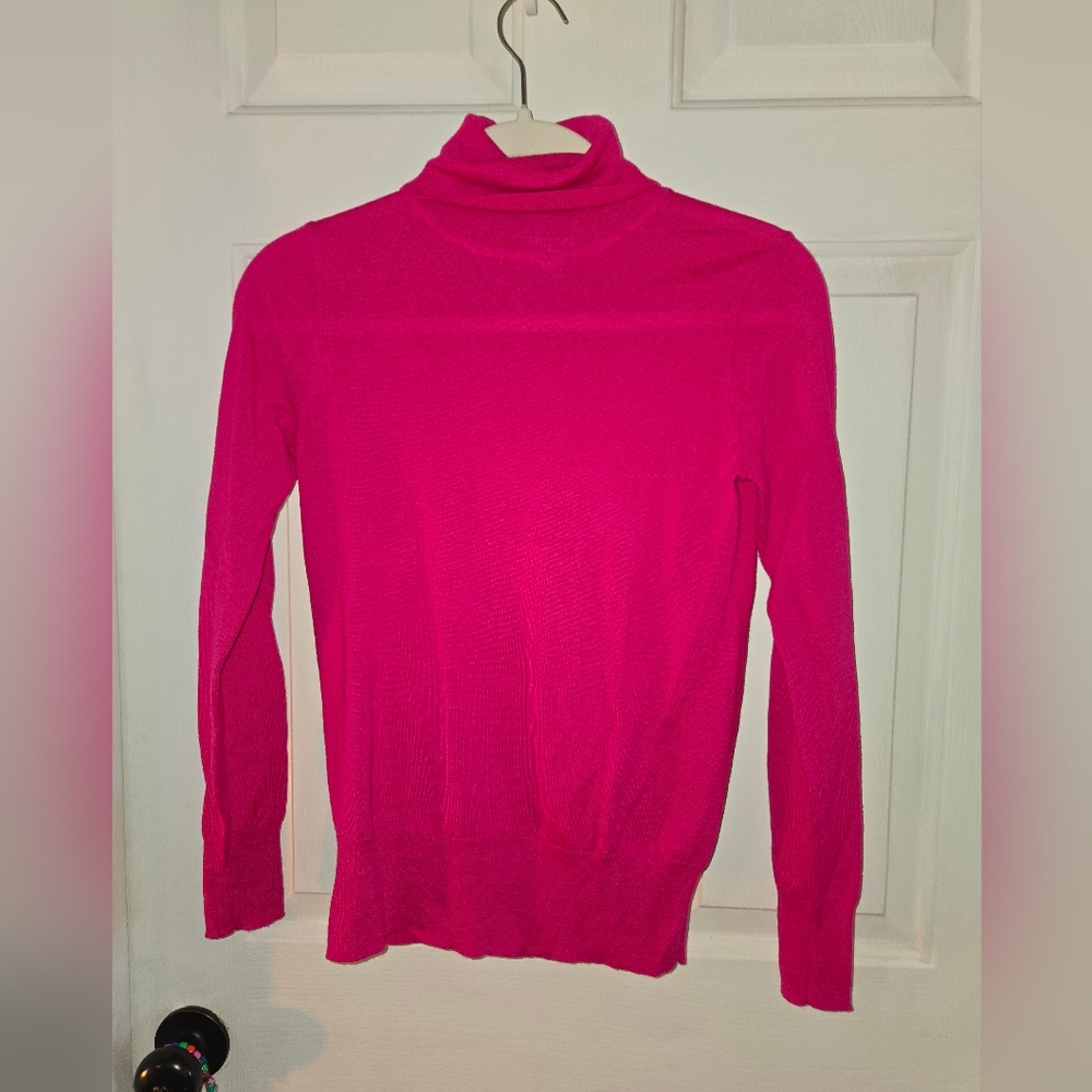J. Crew Merino Blend Hot Pink Turtleneck Sweater